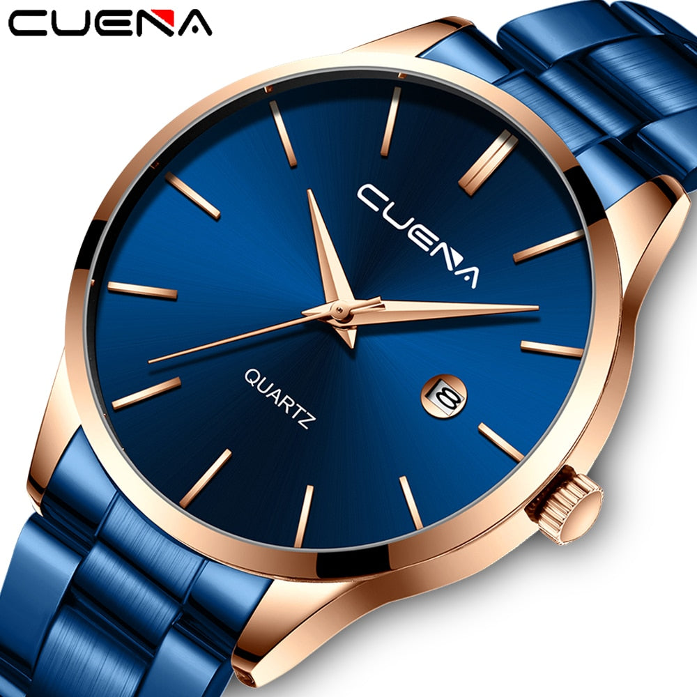 CUENA Mens Watches Top Brand Quartz movement Luxury business Gold watch Military sport waterproof Wrist watch Relogio Masculino