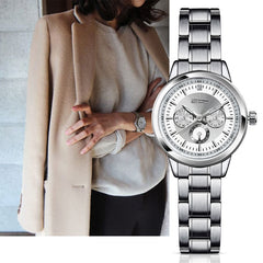 SINOBI Women Watch Elegant Brand Famous Luxury Silver Quartz Watches Ladies Steel Antique Geneva Wristwatches Relogio 2019 Gift