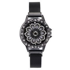 360 Degree Rotation Women Mesh Magnet Buckle Starry Sky Watch Luxury Fashion Ladies Geometric Quartz Watch Relogio Feminino