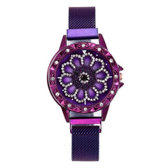 360 Degree Rotation Women Mesh Magnet Buckle Starry Sky Watch Luxury Fashion Ladies Geometric Quartz Watch Relogio Feminino