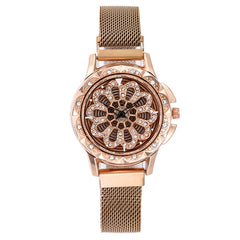 360 Degree Rotation Women Mesh Magnet Buckle Starry Sky Watch Luxury Fashion Ladies Geometric Quartz Watch Relogio Feminino