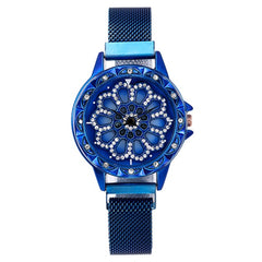 360 Degree Rotation Women Mesh Magnet Buckle Starry Sky Watch Luxury Fashion Ladies Geometric Quartz Watch Relogio Feminino