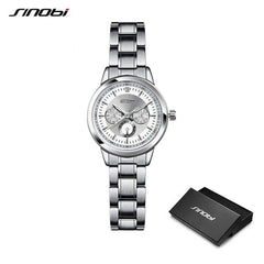 SINOBI Women Watch Elegant Brand Famous Luxury Silver Quartz Watches Ladies Steel Antique Geneva Wristwatches Relogio 2019 Gift