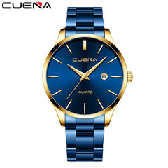CUENA Mens Watches Top Brand Quartz movement Luxury business Gold watch Military sport waterproof Wrist watch Relogio Masculino