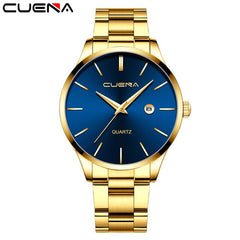 CUENA Mens Watches Top Brand Quartz movement Luxury business Gold watch Military sport waterproof Wrist watch Relogio Masculino