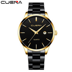 CUENA Mens Watches Top Brand Quartz movement Luxury business Gold watch Military sport waterproof Wrist watch Relogio Masculino