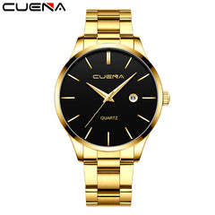 CUENA Mens Watches Top Brand Quartz movement Luxury business Gold watch Military sport waterproof Wrist watch Relogio Masculino