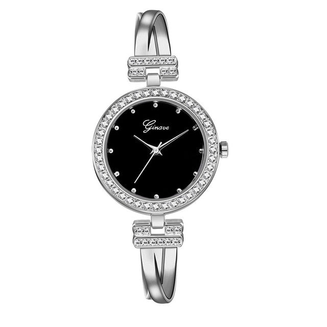 Ginave Women Wrist Watches Stainless Steel Band Analog Quartz Round woman watch Fashion women watches rose gold relogio feminino