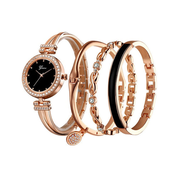 Ginave Women Wrist Watches Stainless Steel Band Analog Quartz Round woman watch Fashion women watches rose gold relogio feminino