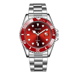 Mens Watches YOLAKO Luxury Men Quartz Watch Fashion Military Stainless Steel Date Sport Saat Analog Wristwatch Masculino Relogio