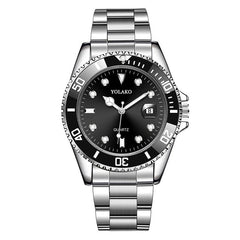 Mens Watches YOLAKO Luxury Men Quartz Watch Fashion Military Stainless Steel Date Sport Saat Analog Wristwatch Masculino Relogio