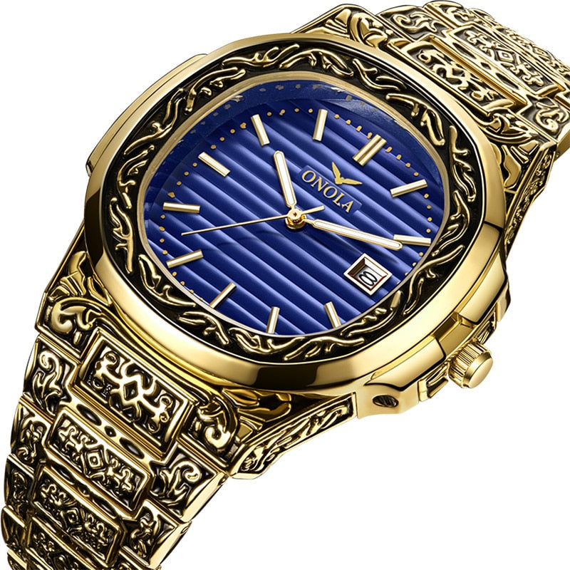 ONOLA luxury brand quartz origin watch men 2019 gold classic Vintage wristwatch waterproof uniqu golden fashion casual men watch