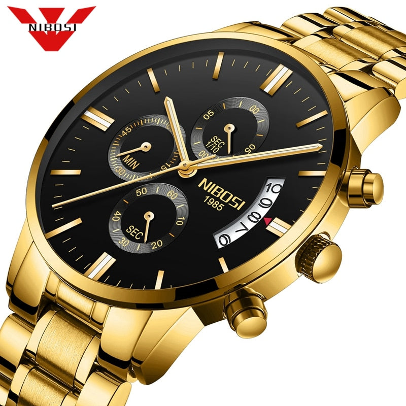 Nibosi relogio masculino relógios masculinos de luxo famosa marca de topo moda masculina casual vestido relógio militar quartzo relógios de pulso saat