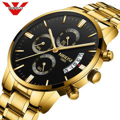 Nibosi relogio masculino relógios masculinos de luxo famosa marca de topo moda masculina casual vestido relógio militar quartzo relógios de pulso saat