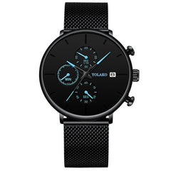 Men's Fashion Watch Stainless Steel Mesh Belt Calendar Quartz Sport Watches Business Casual Watch for Man Clock Montre Homme