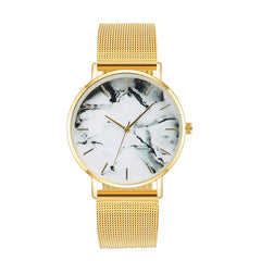 Mode or Rose maille bande créative marbre femme montre-bracelet de luxe femmes montres à Quartz cadeaux Relogio Feminino livraison directe