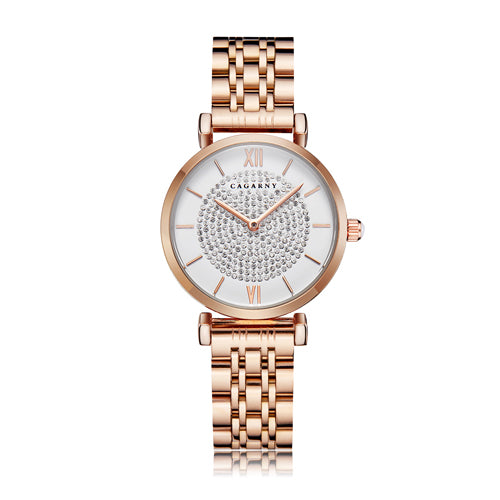 O envio da gota prata rosa ouro aço inoxidável pulseira relógio feminino moda das mulheres relógios de quartzo senhoras relógio feminino presente xfcs
