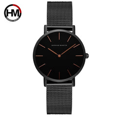 Japón Movimiento de Cuarzo de Alta Calidad 36mm hannah Martin Mujeres de Malla de Acero Inoxidable de Oro Rosa Damas Impermeable Reloj Dropshipping