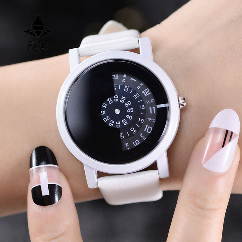 2017 BGG conception créative montre-bracelet caméra concept bref simple spécial numérique disques mains mode quartz montres pour hommes femmes