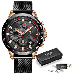 2019 nouveau LIGE bleu décontracté maille ceinture mode Quartz or montre hommes montres haut marque de luxe étanche horloge Relogio Masculino