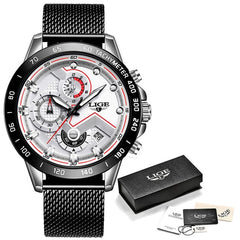 2019 nouveau LIGE bleu décontracté maille ceinture mode Quartz or montre hommes montres haut marque de luxe étanche horloge Relogio Masculino